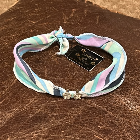 NWT Confetti & Friends Bandana Pucci Style Fabric & Rhinestone Choker Necklace - Picture 4 of 11